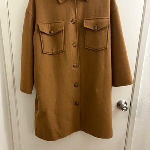 Zara Wool Blend Overshirt Women's Size Small Tan/ Taupe Coat Winter Warm